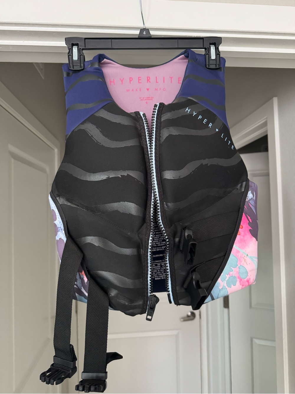 Hyperlite Women's Small Blue, Black & Pink Life Vest - Front Zip